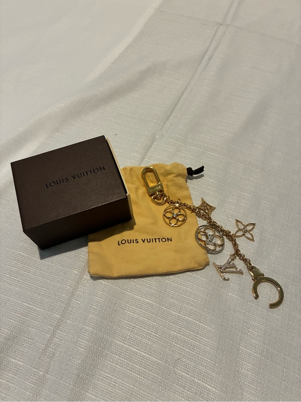Louis Vuitton Flower Finesse Chain Bag Charm Crystal Gold Tone Hardware